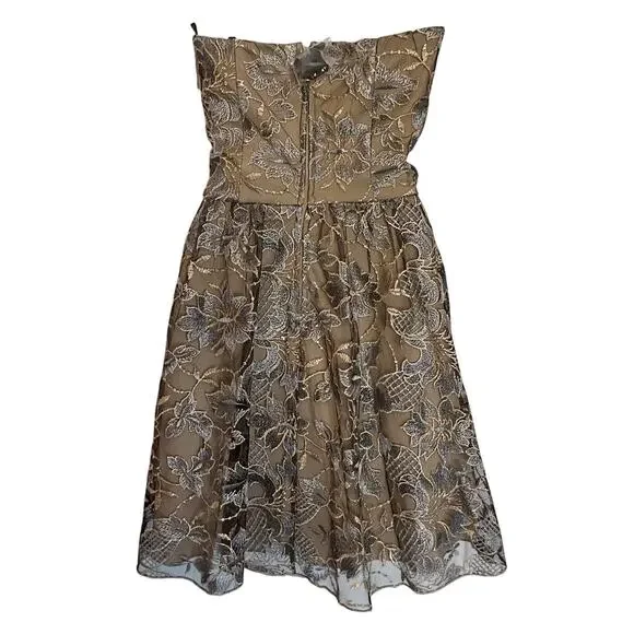 NWT Speechless LaceOverlay Formal/Cocktail/Festive Silver/nude Strapless Dress 9 - Picture 4 of 12